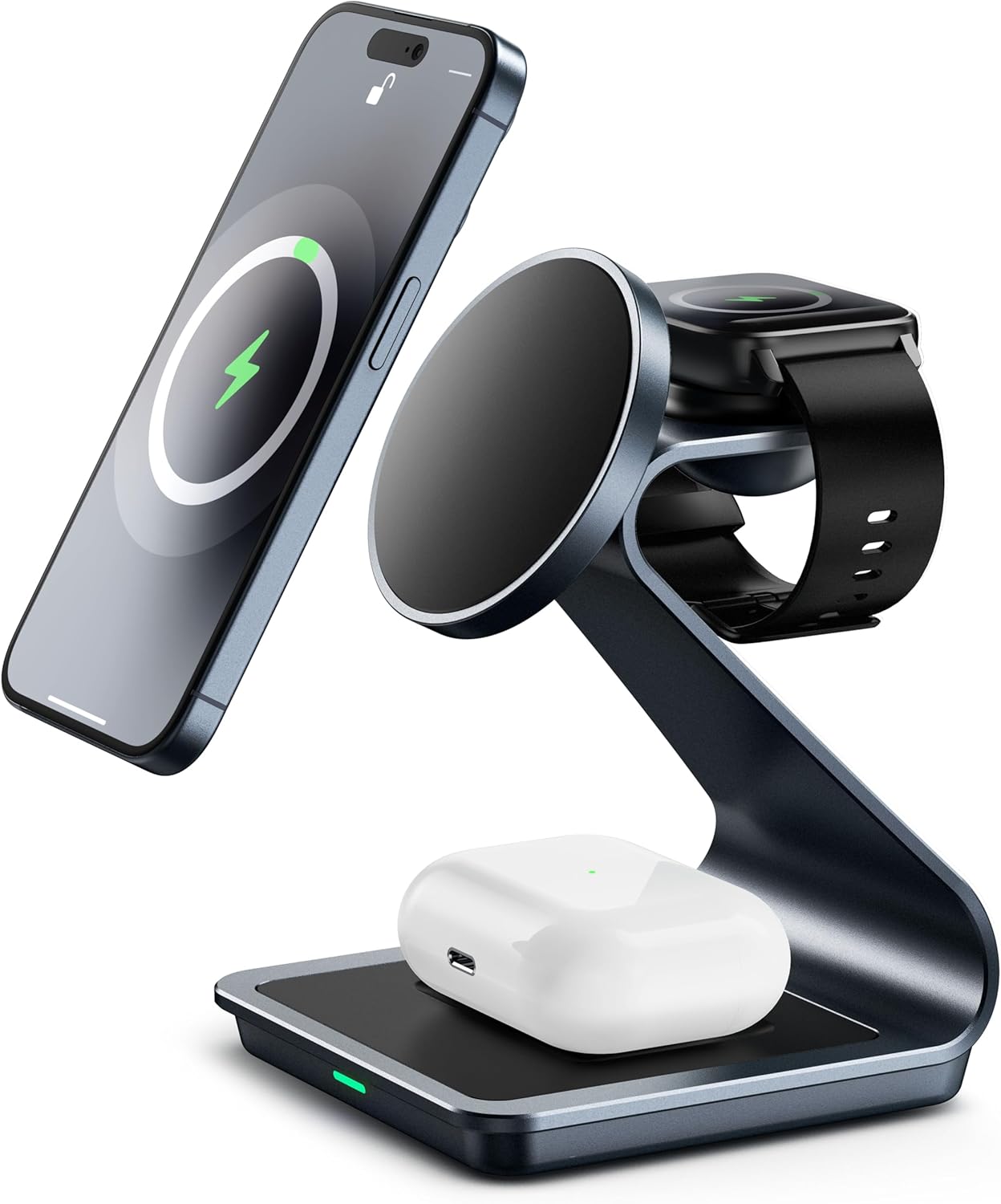 Wireless Charger for iPhone, 3 in 1 Wireless Charging Station Apple, MagSafe Compatible with iPhone 16/15/14/13/12 Series, Apple Watch and AirPods Pro/Pro 2, Cable and 18W Adapter Included